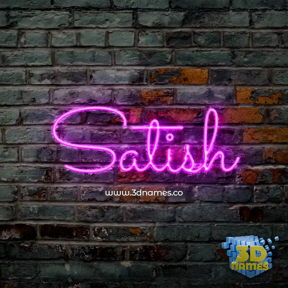 satish in Pink Neon style - 3D name wallpaper