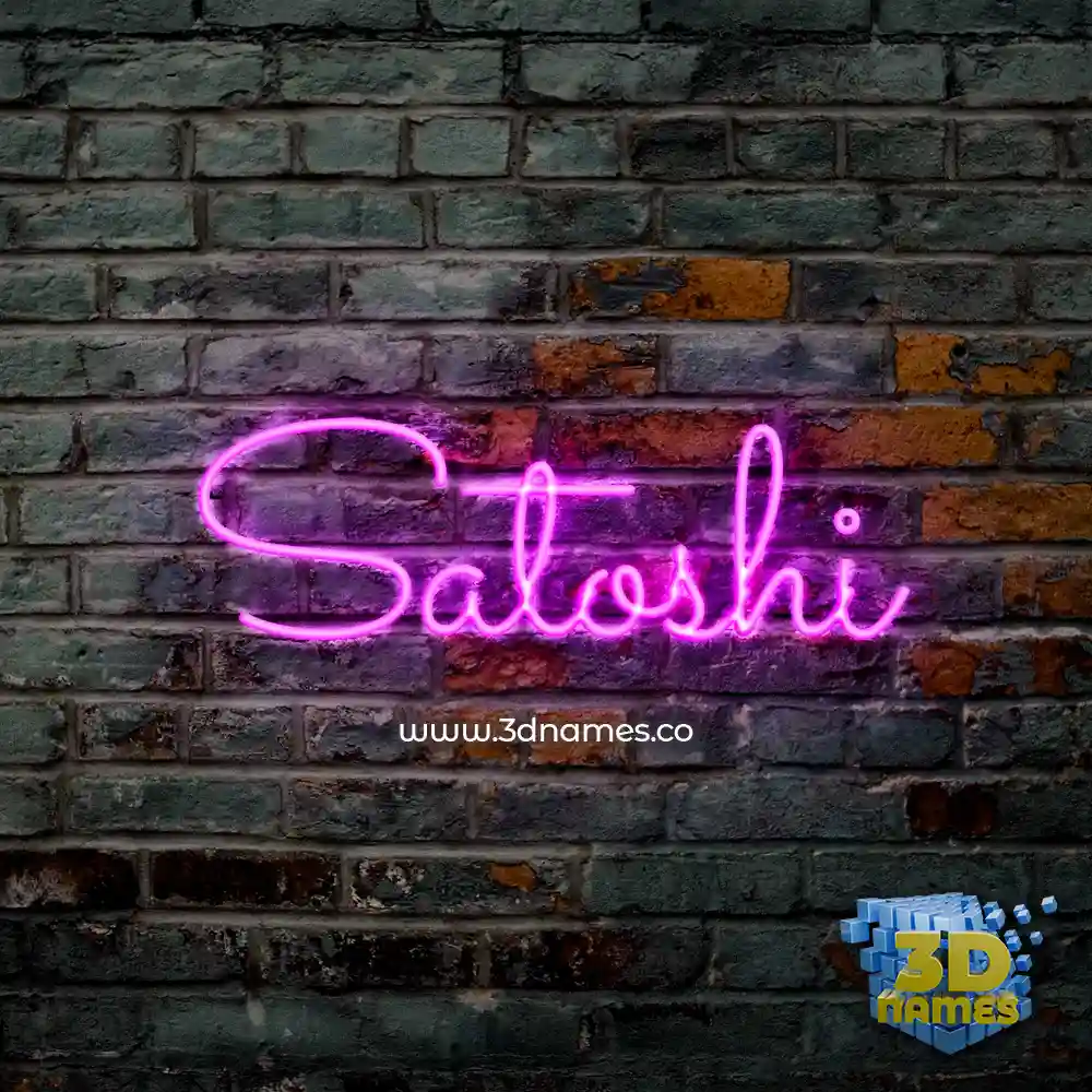 satoshi in Pink Neon style - 3D name wallpaper