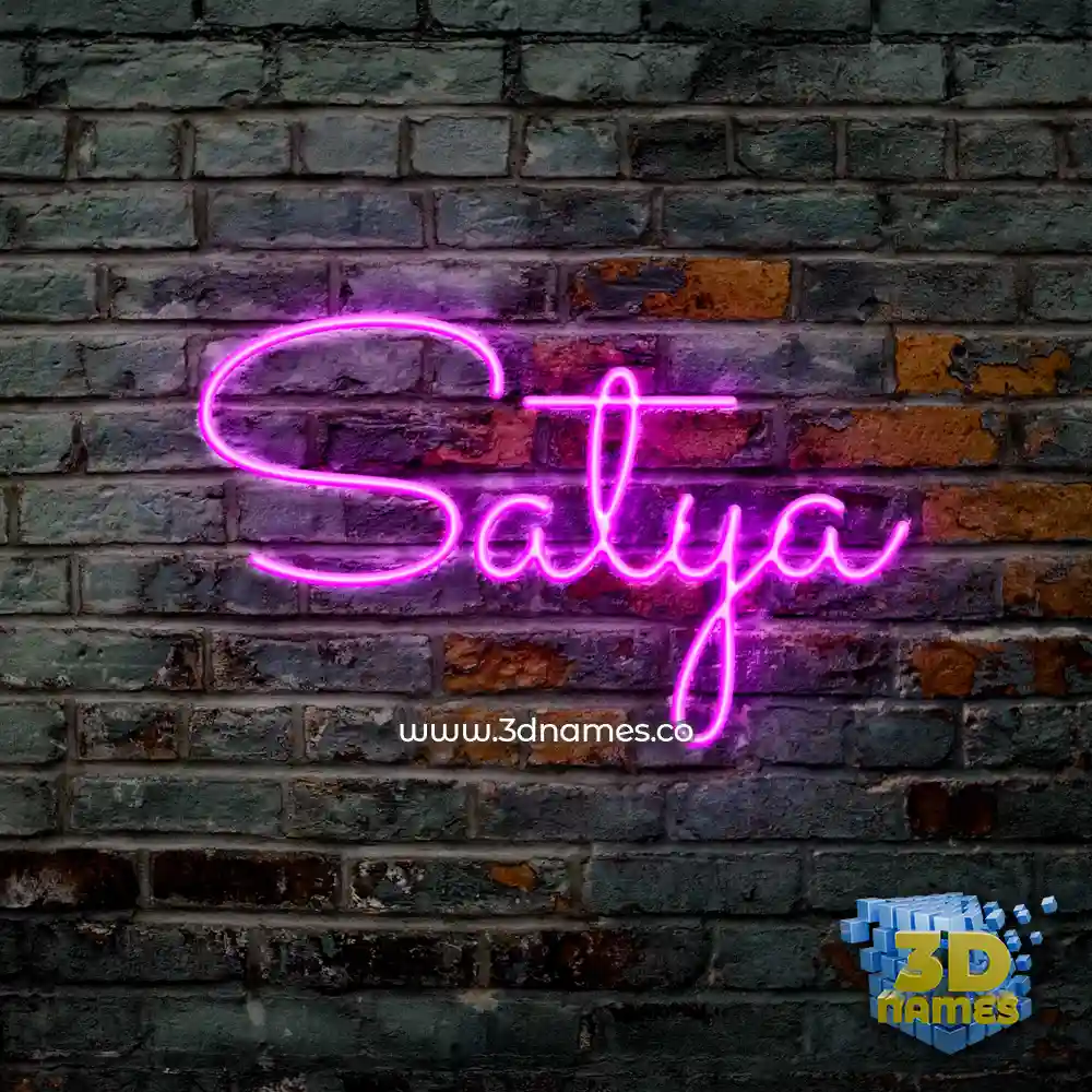 satya in Pink Neon style - 3D name wallpaper
