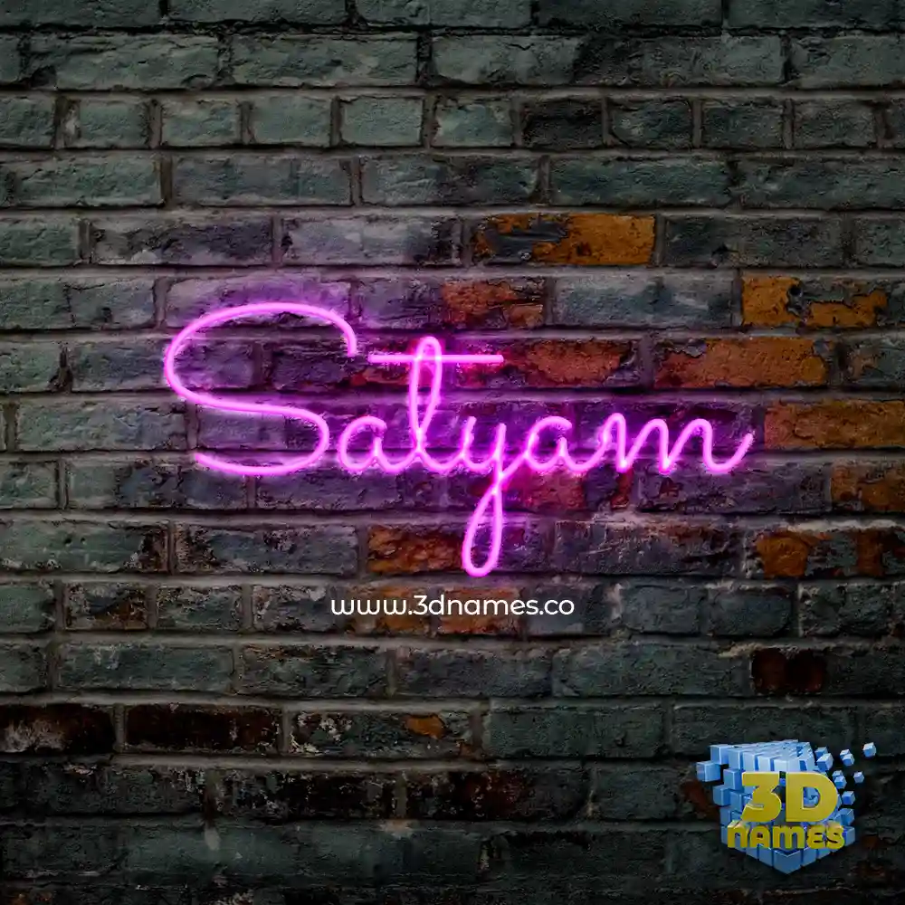 satyam in Pink Neon style - 3D name wallpaper