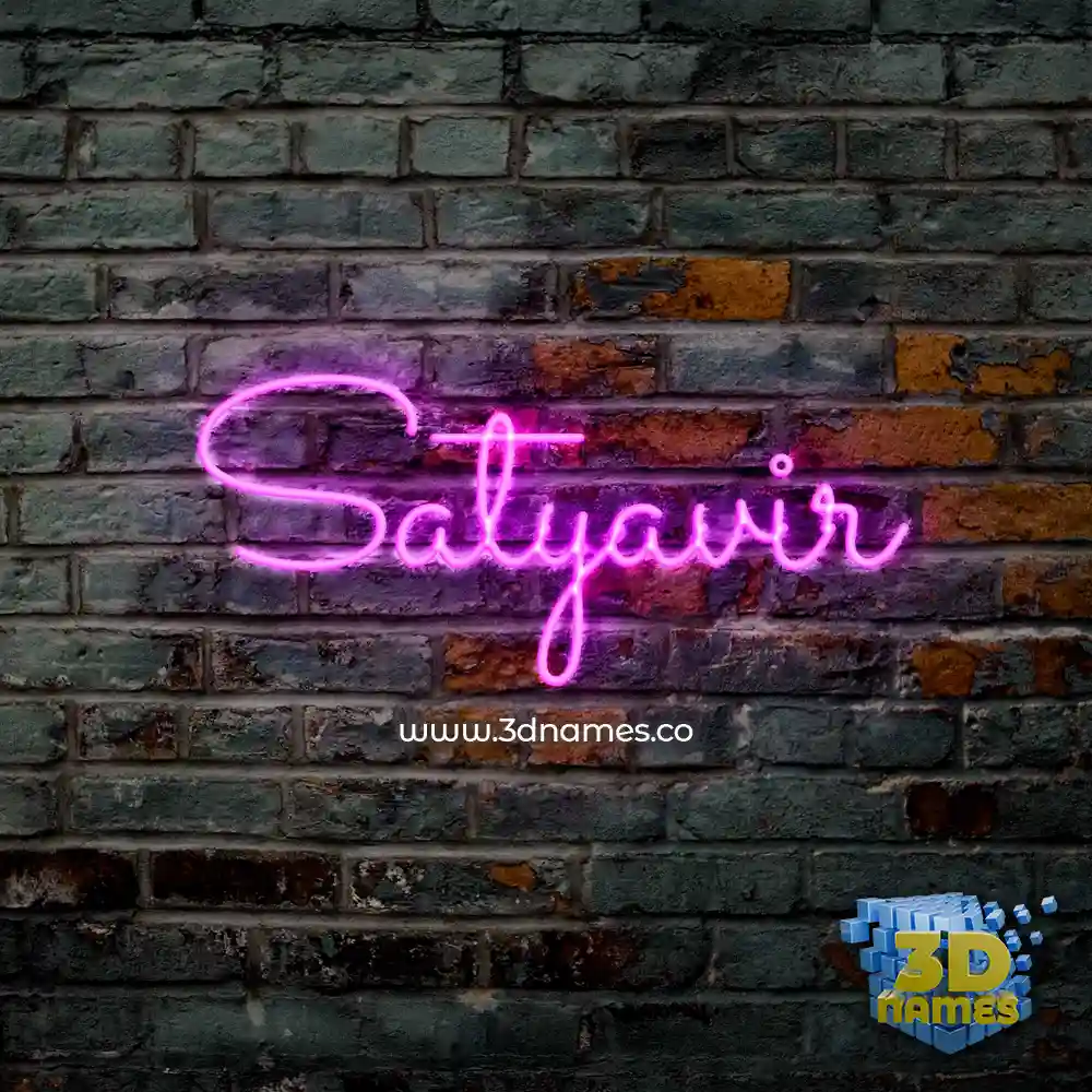 satyavir in Pink Neon style - 3D name wallpaper