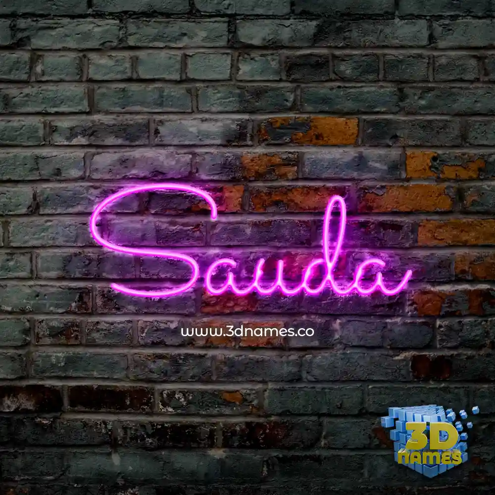 sauda in Pink Neon style - 3D name wallpaper