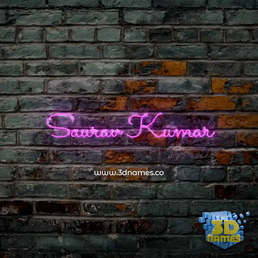 saurav kumar in Pink Neon style - 3D name wallpaper