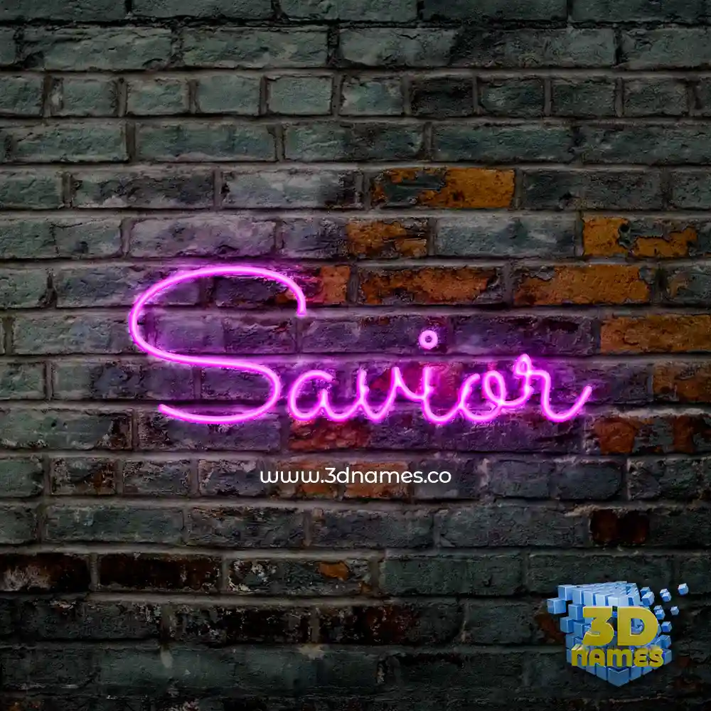 savior in Pink Neon style - 3D name wallpaper