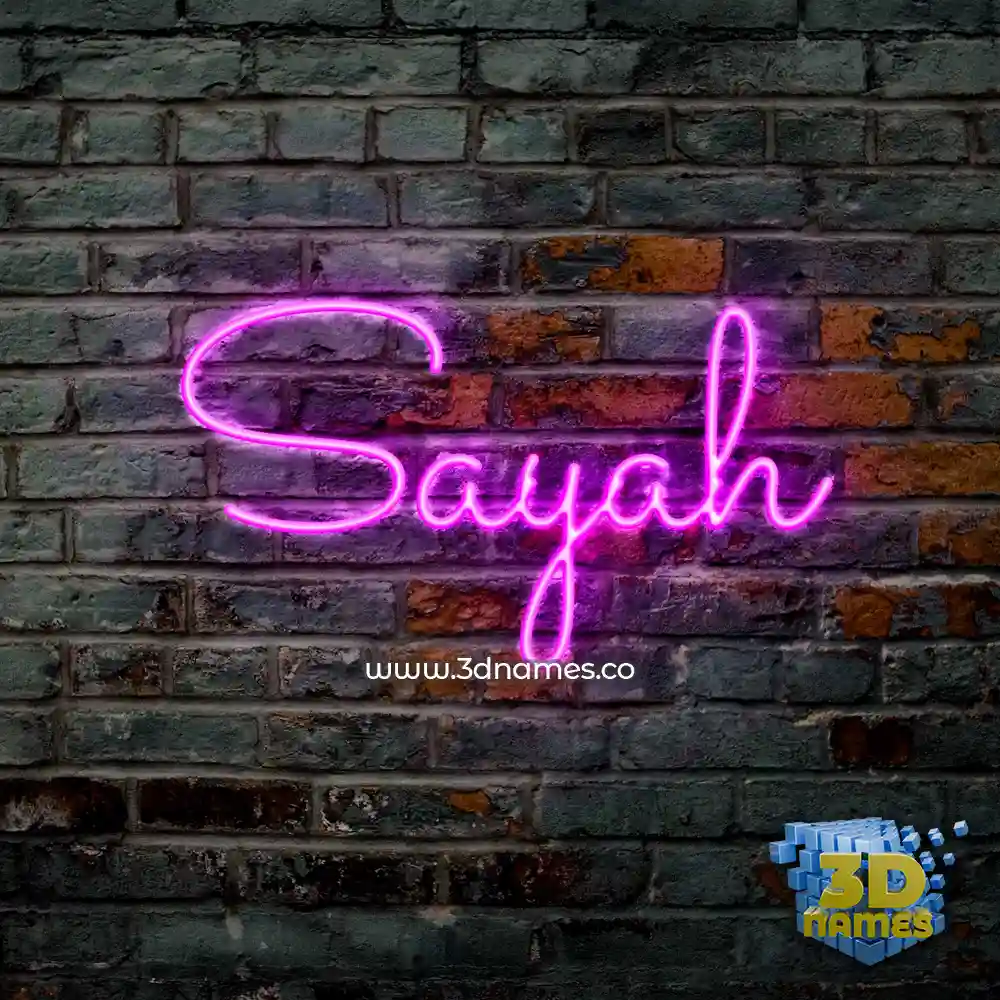 sayah in Pink Neon style - 3D name wallpaper