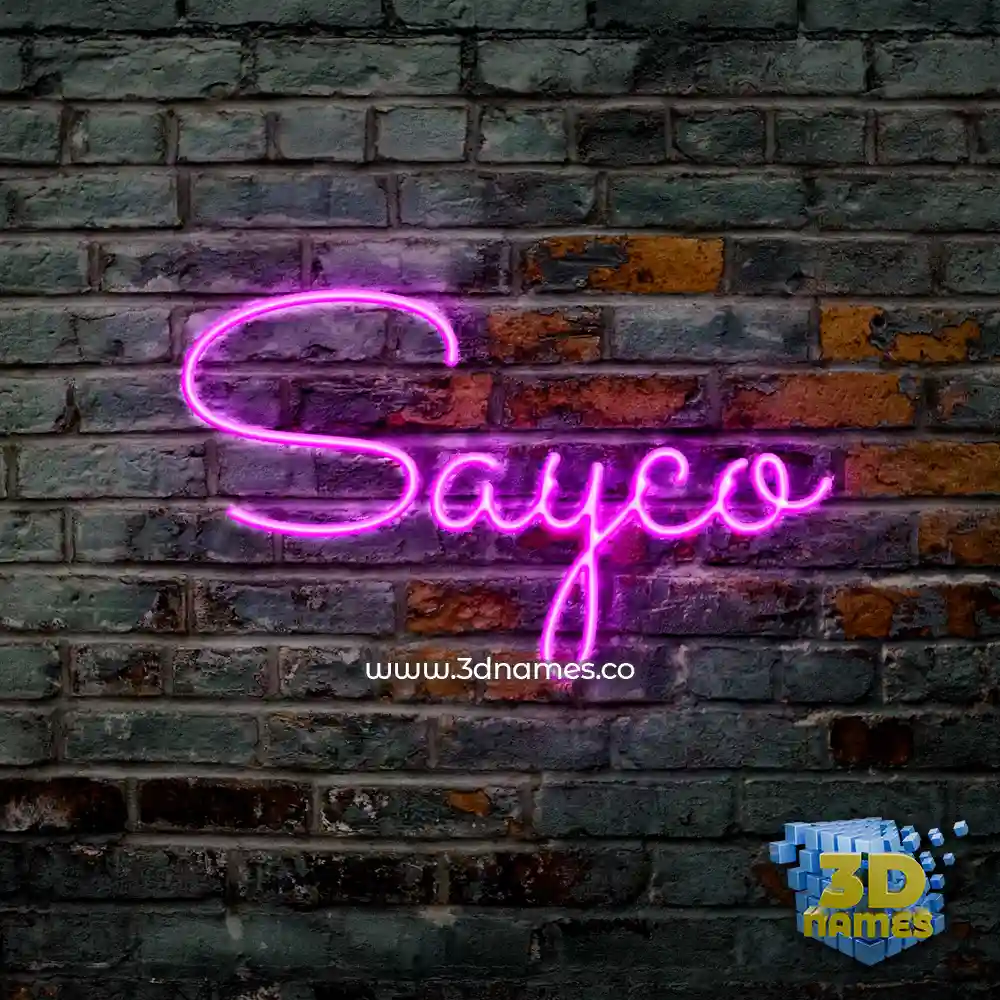 sayco in Pink Neon style - 3D name wallpaper
