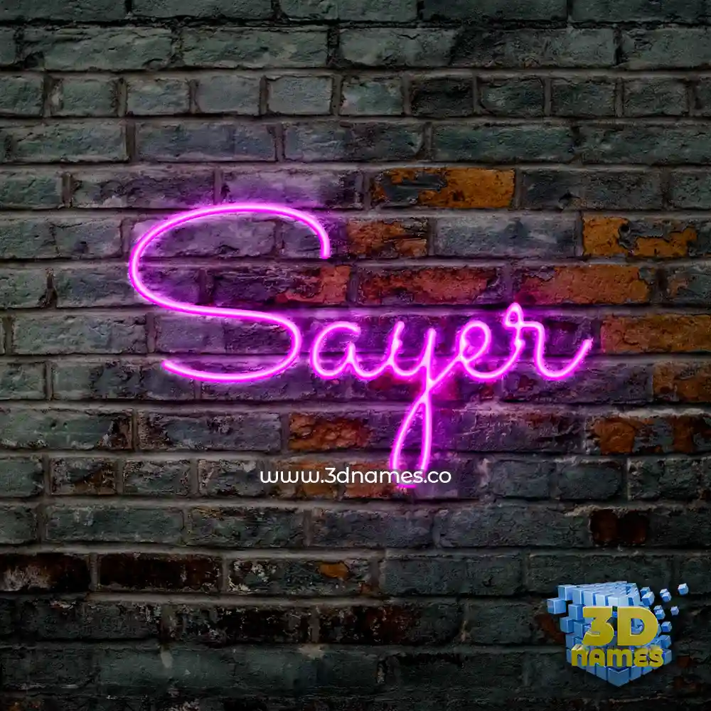 sayer in Pink Neon style - 3D name wallpaper