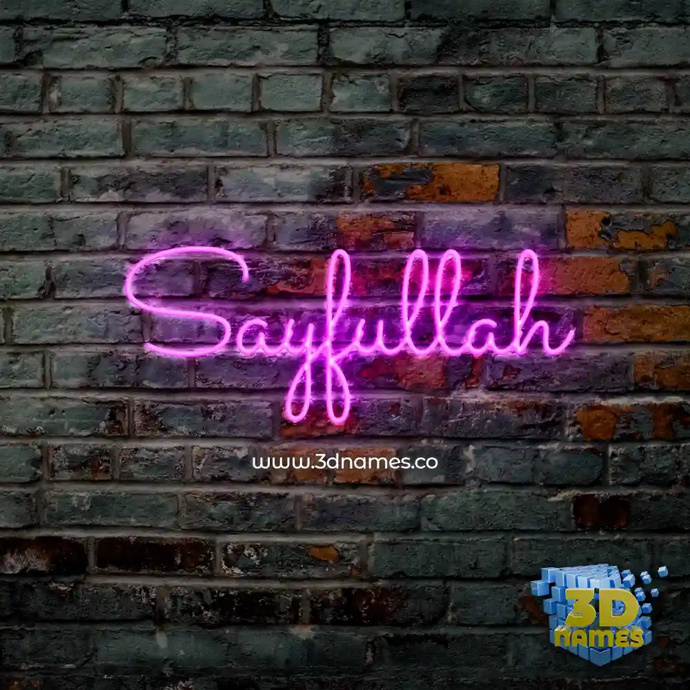 sayfullah in Pink Neon style - 3D name wallpaper