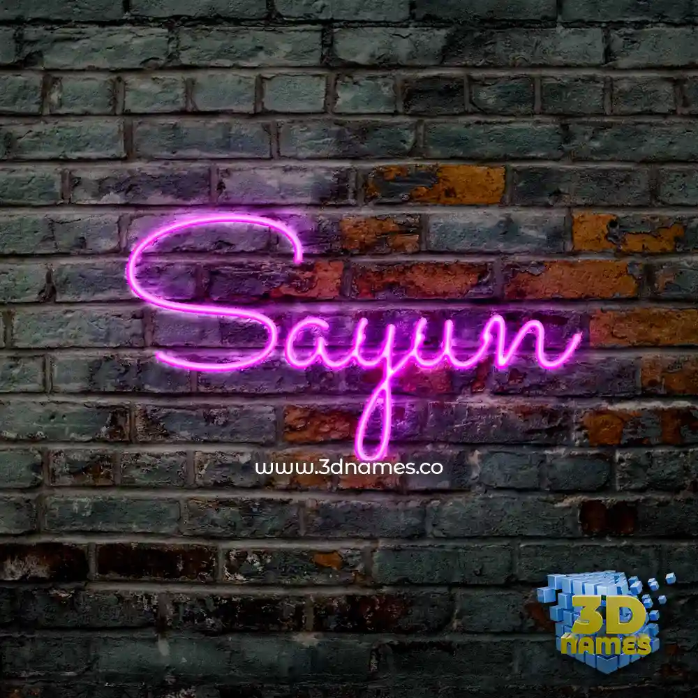 sayun in Pink Neon style - 3D name wallpaper