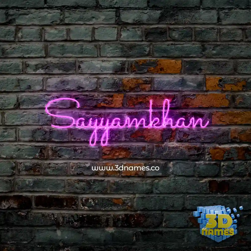 sayyamkhan in Pink Neon style - 3D name wallpaper