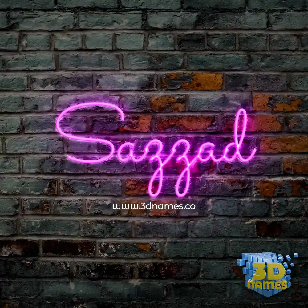 sazzad in Pink Neon style - 3D name wallpaper