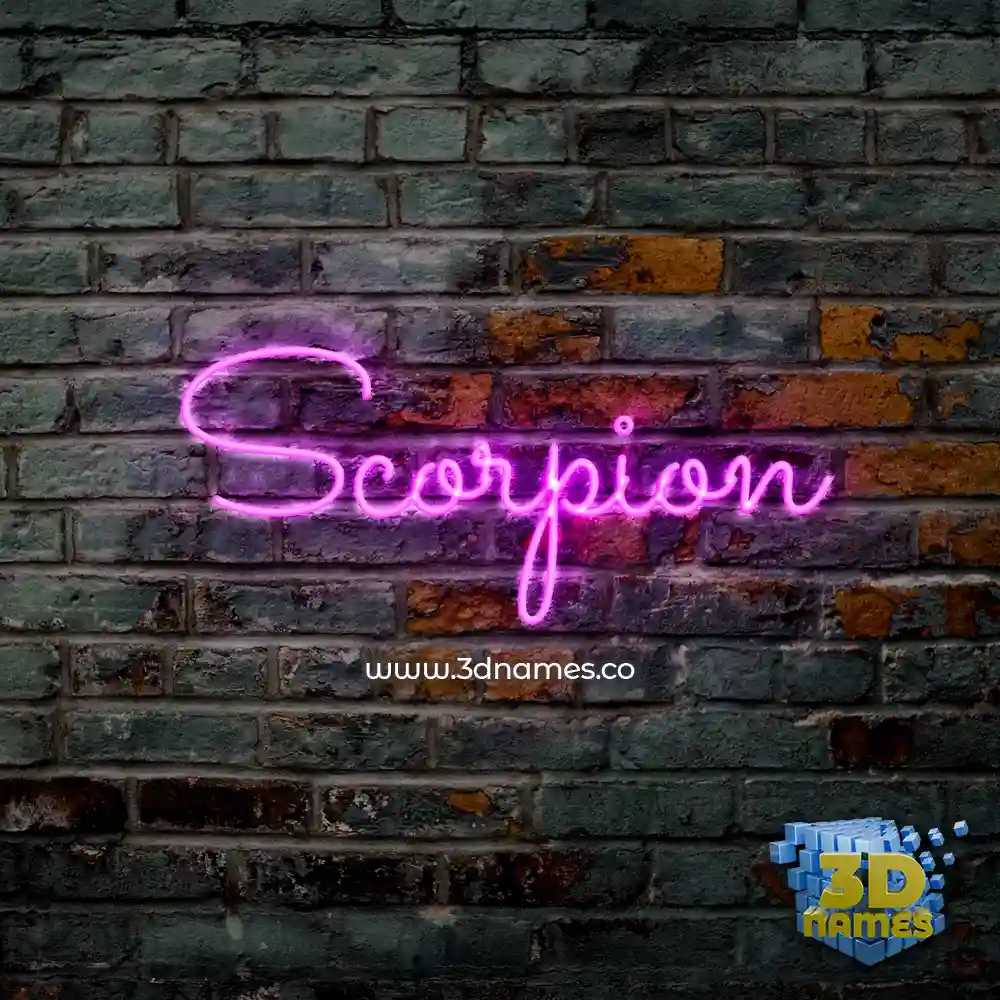 scorpion in Pink Neon style - 3D name wallpaper