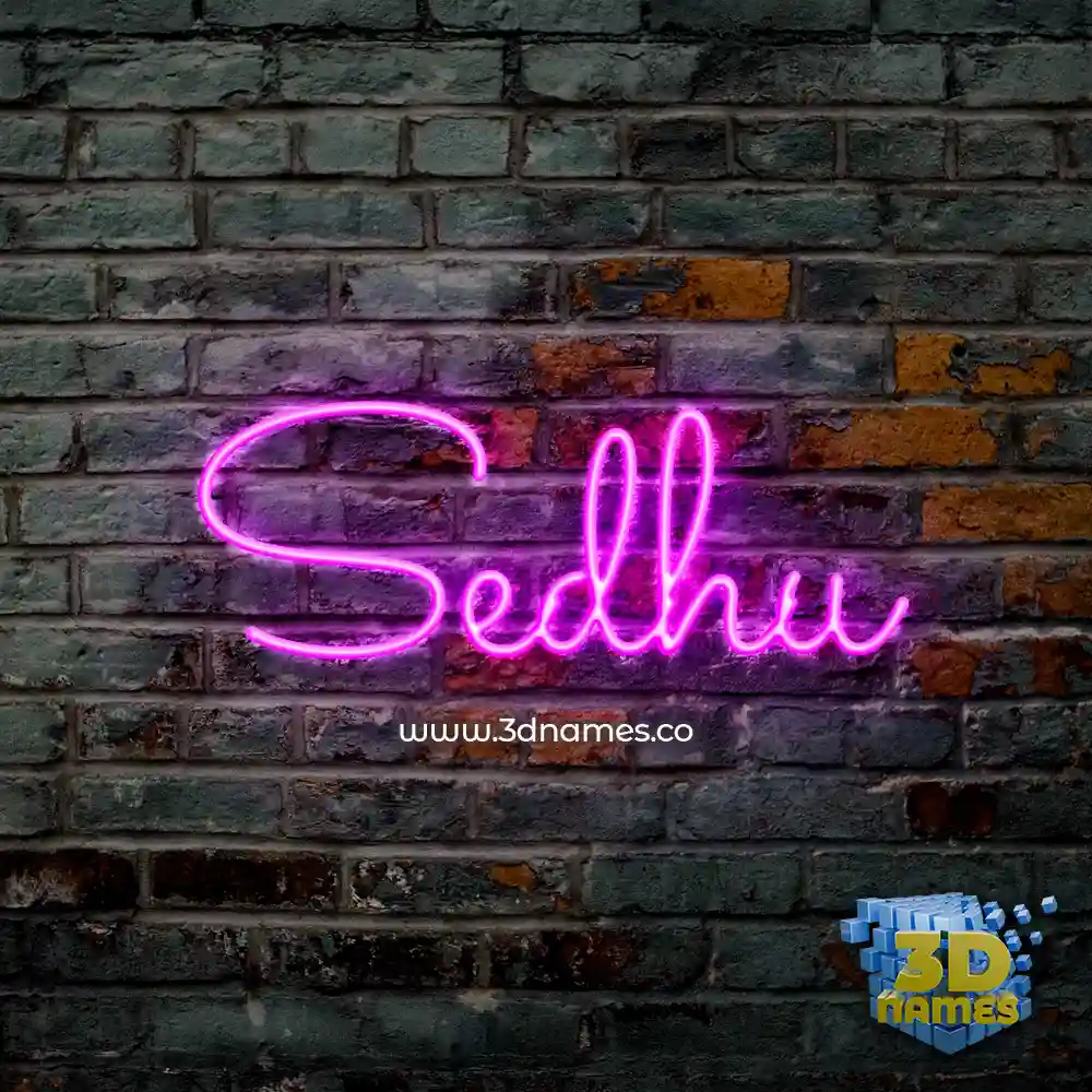 sedhu in Pink Neon style - 3D name wallpaper