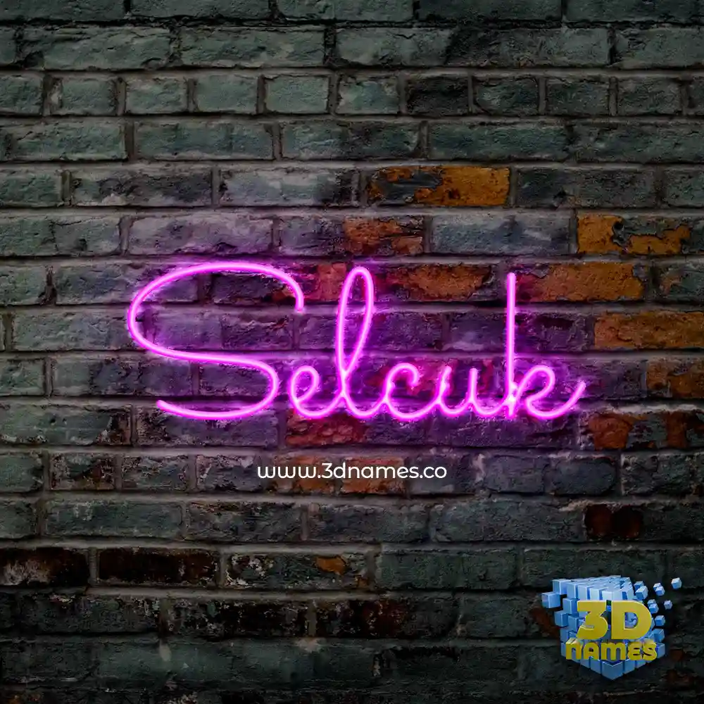 selcuk in Pink Neon style - 3D name wallpaper