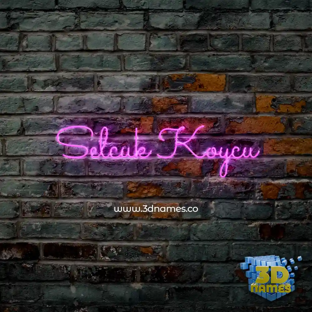 selcuk koycu in Pink Neon style - 3D name wallpaper