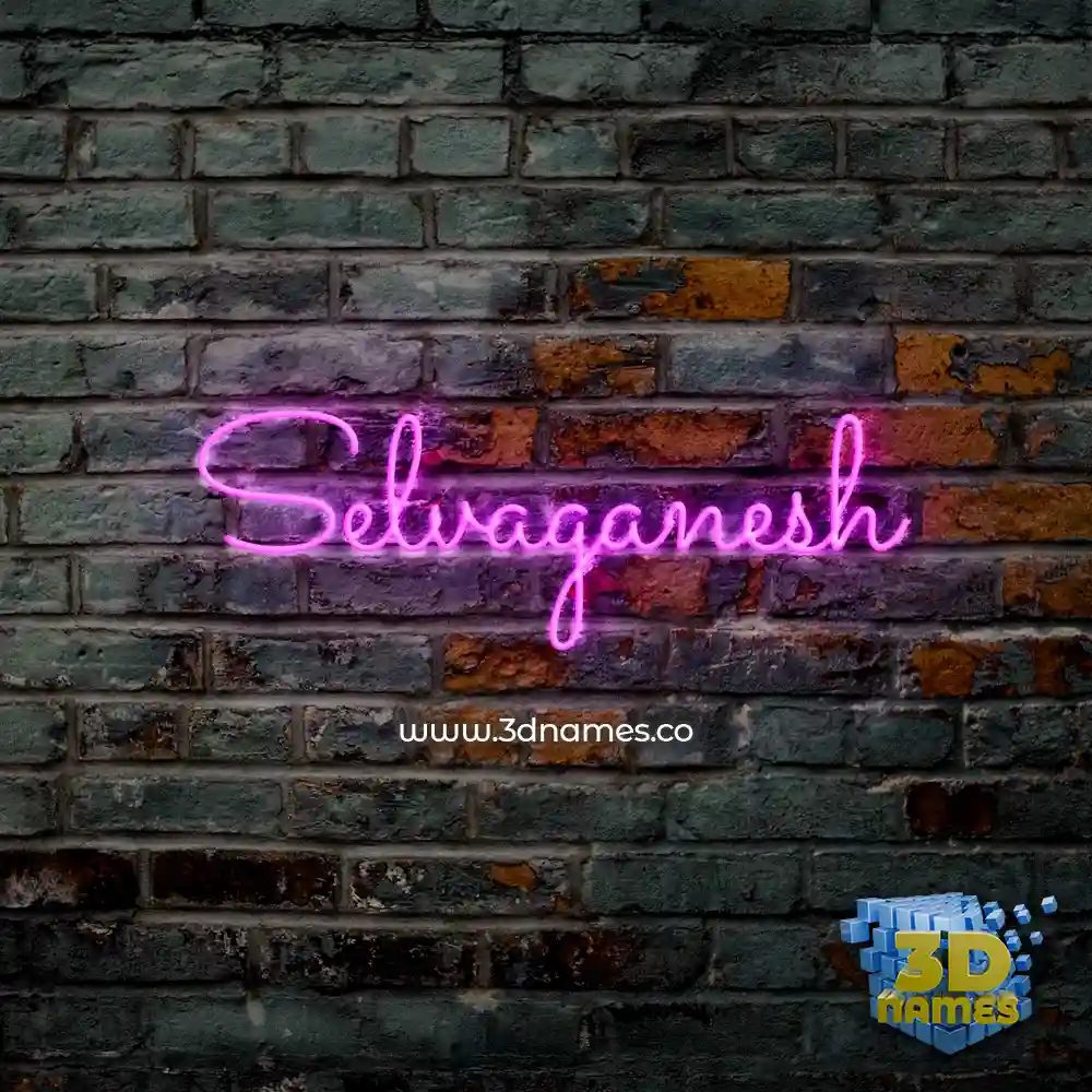 selvaganesh in Pink Neon style - 3D name wallpaper