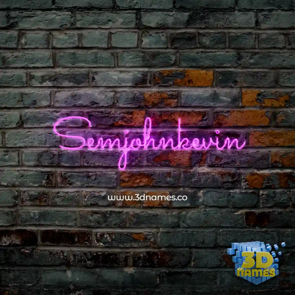 semjohnkevin in Pink Neon style - 3D name wallpaper