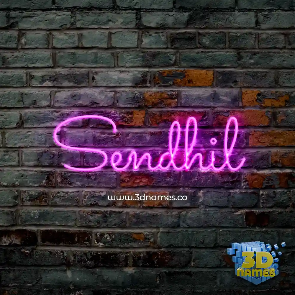 sendhil in Pink Neon style - 3D name wallpaper