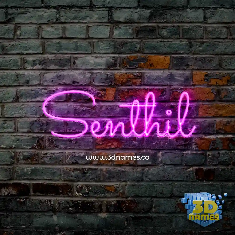 senthil in Pink Neon style - 3D name wallpaper