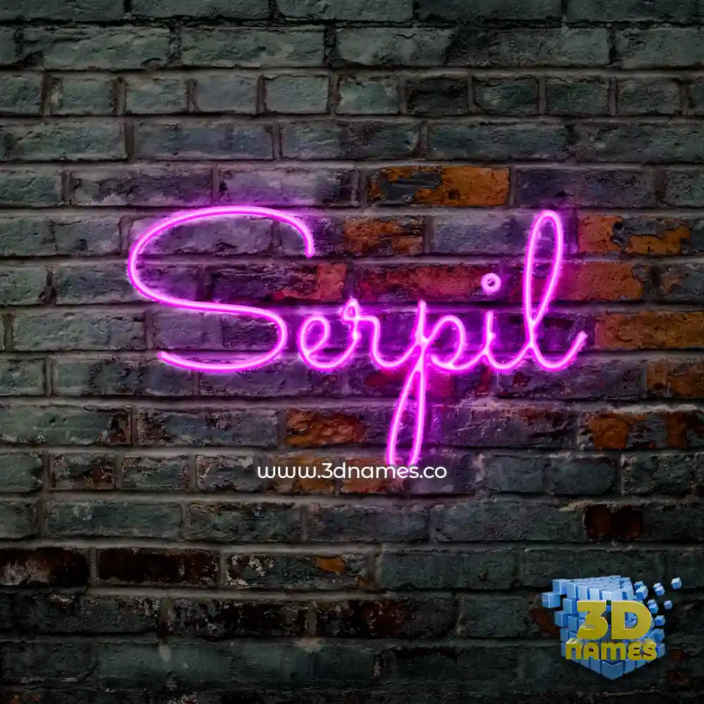 serpil in Pink Neon style - 3D name wallpaper