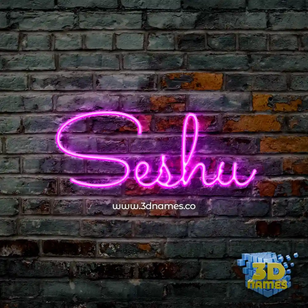seshu in Pink Neon style - 3D name wallpaper