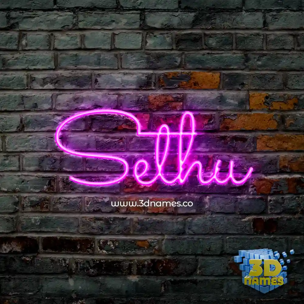 sethu in Pink Neon style - 3D name wallpaper
