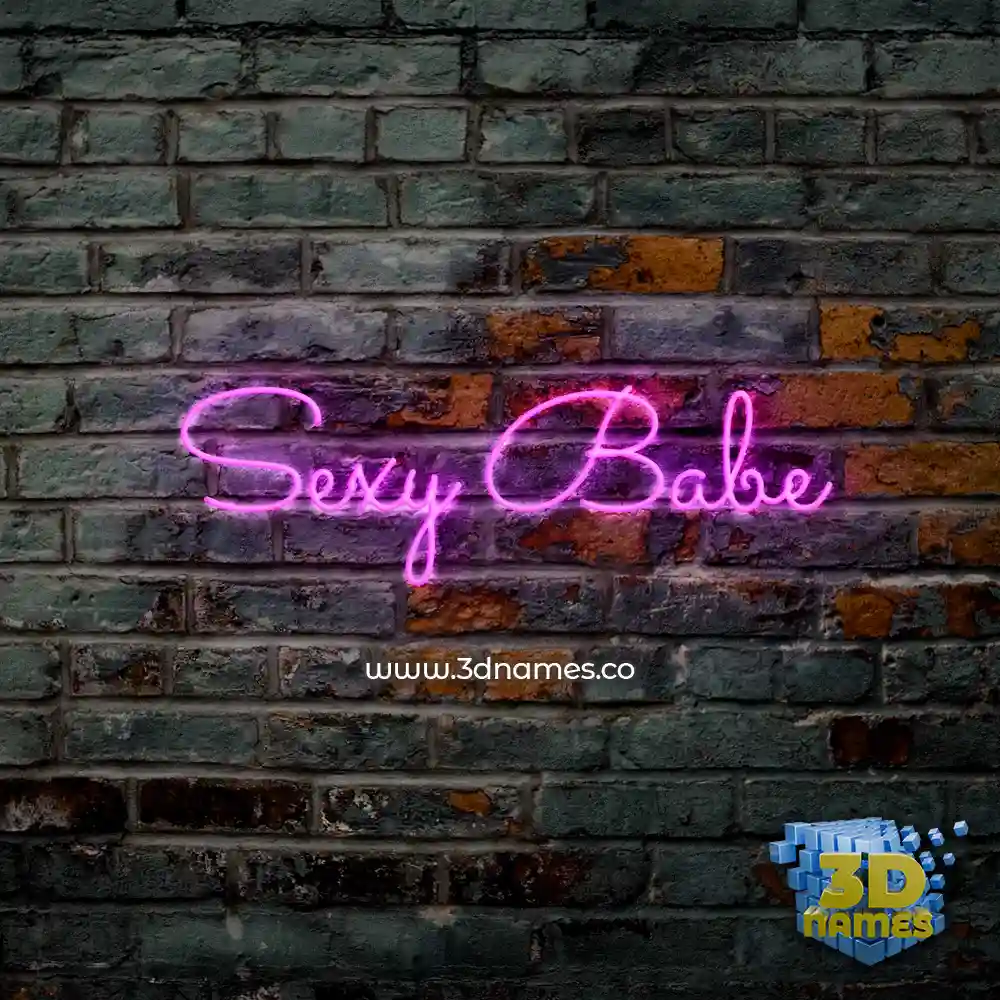 sexy babe in Pink Neon style - 3D name wallpaper