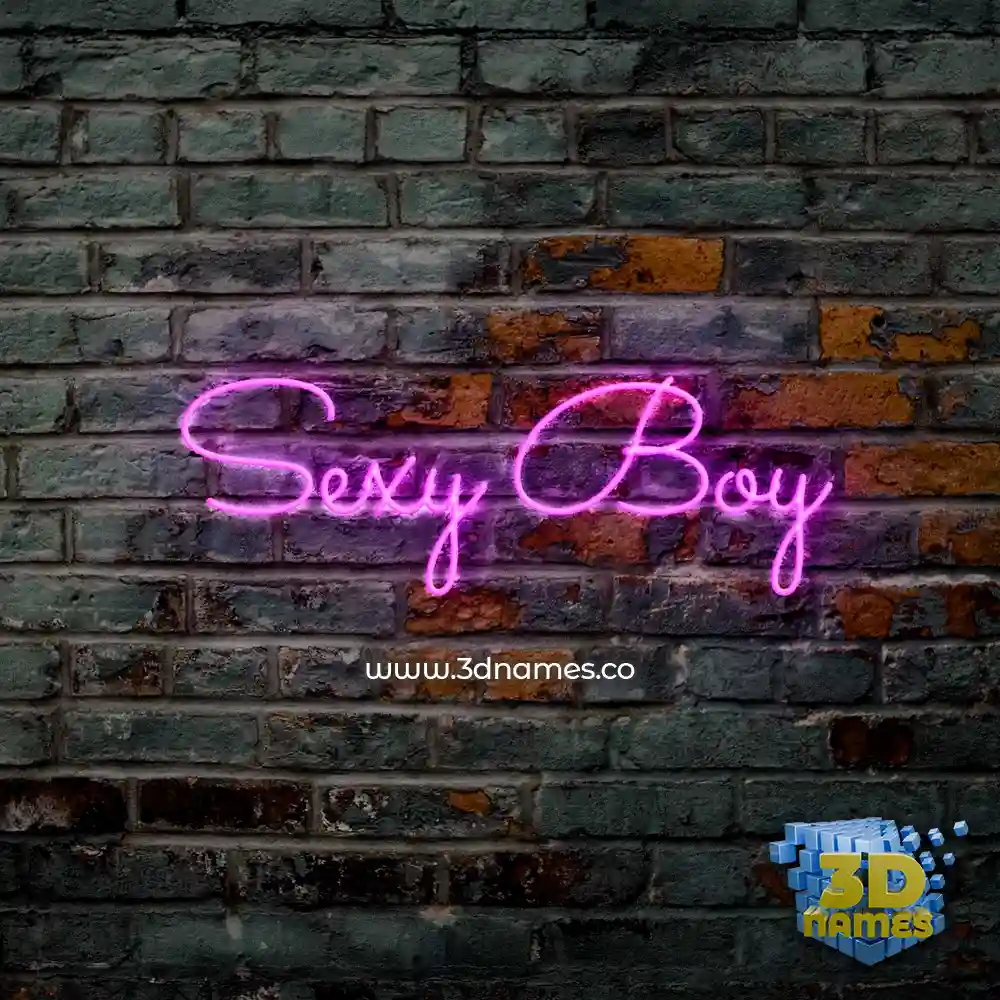 sexy boy in Pink Neon style - 3D name wallpaper