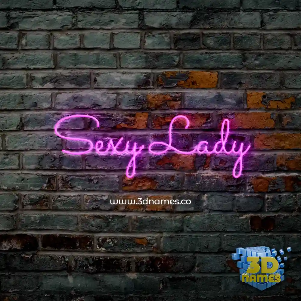 sexy lady in Pink Neon style - 3D name wallpaper
