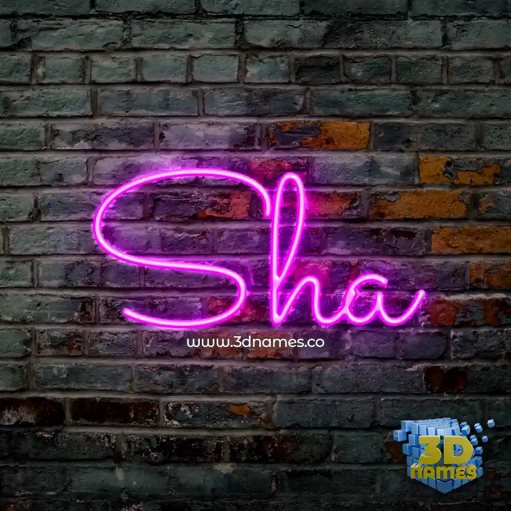 sha in Pink Neon style - 3D name wallpaper