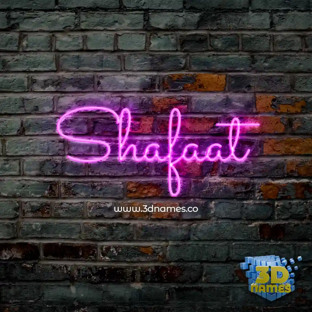 shafaat in Pink Neon style - 3D name wallpaper