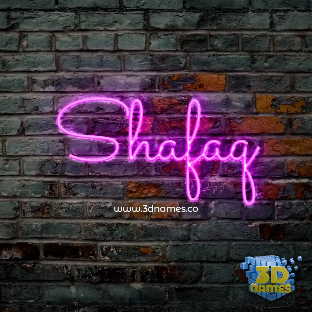shafaq in Pink Neon style - 3D name wallpaper