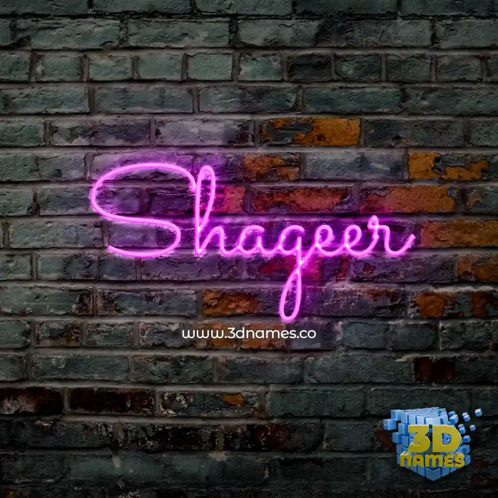 shageer in Pink Neon style - 3D name wallpaper