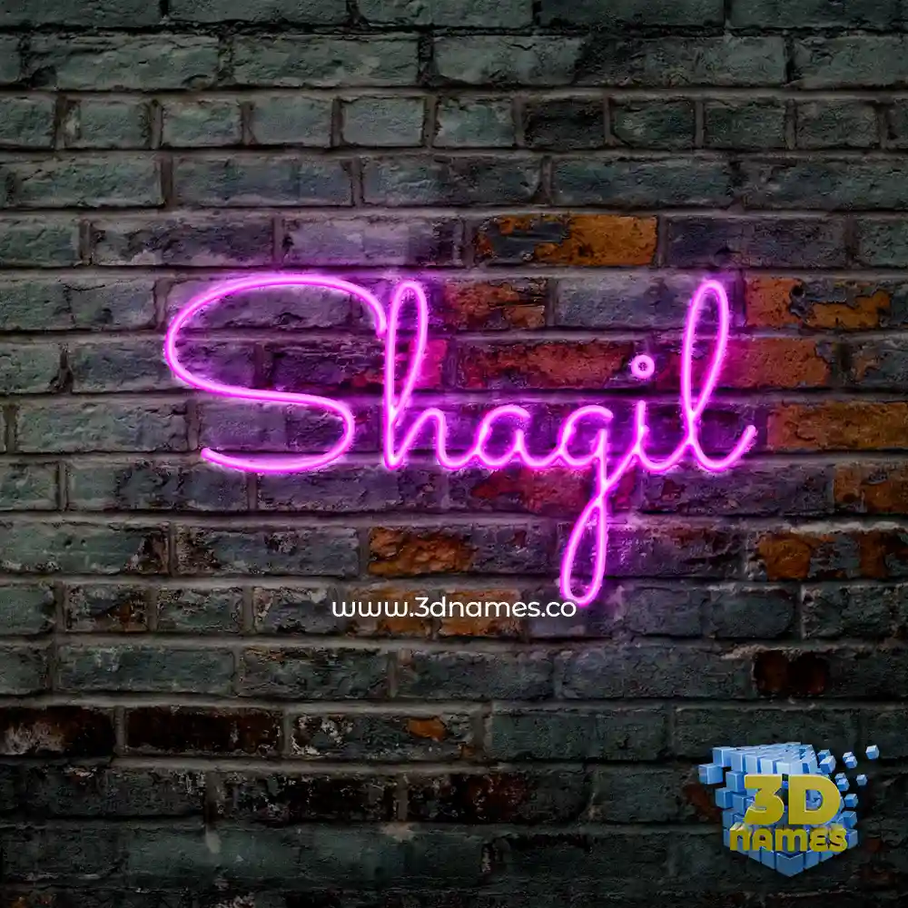 shagil in Pink Neon style - 3D name wallpaper