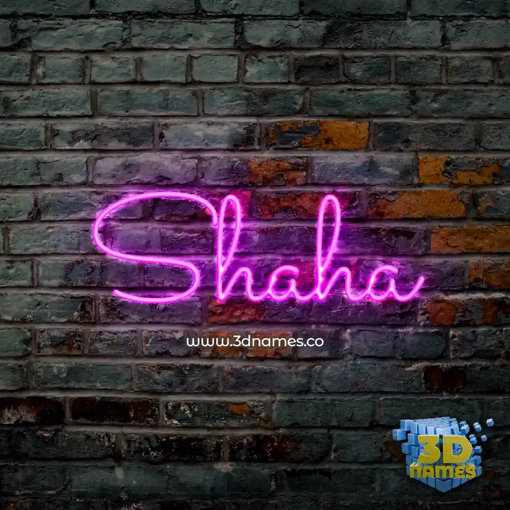 shaha in Pink Neon style - 3D name wallpaper