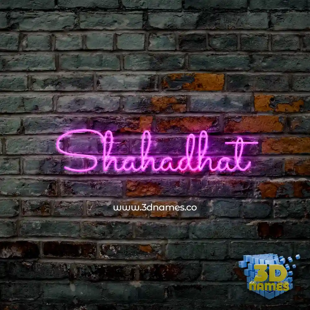 shahadhat in Pink Neon style - 3D name wallpaper