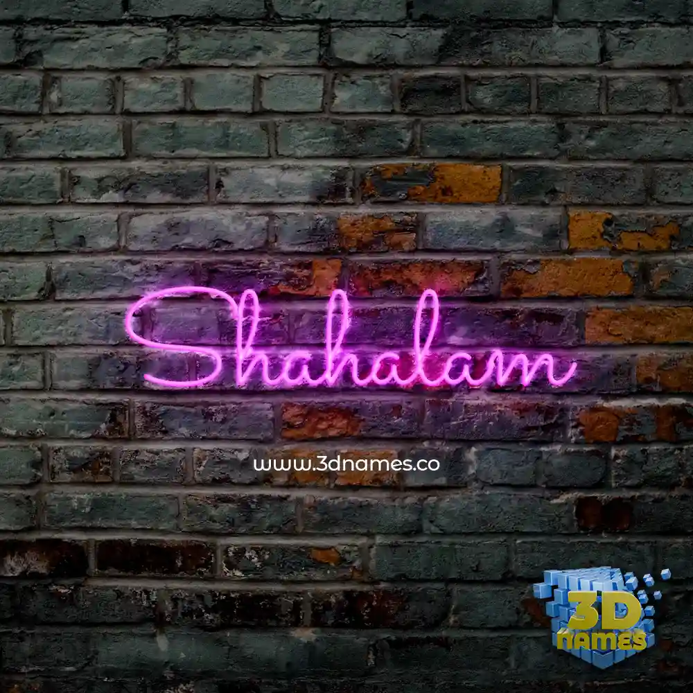 shahalam in Pink Neon style - 3D name wallpaper