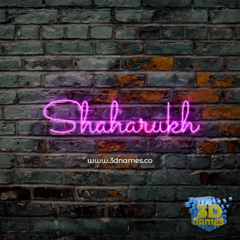 shaharukh in Pink Neon style - 3D name wallpaper
