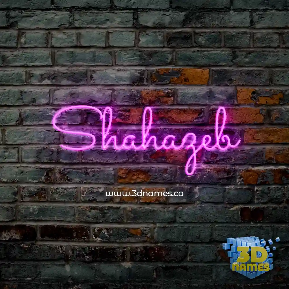 shahazeb in Pink Neon style - 3D name wallpaper