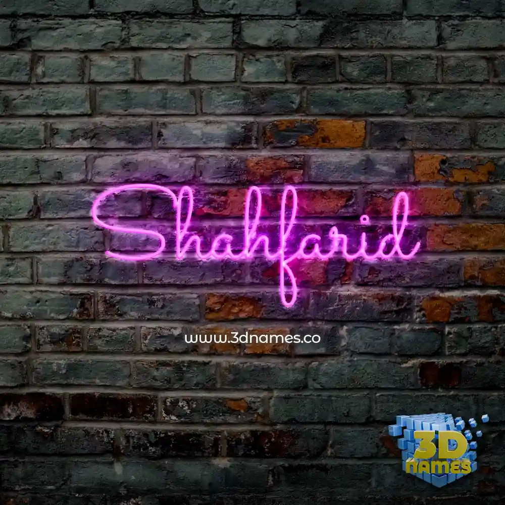 shahfarid in Pink Neon style - 3D name wallpaper