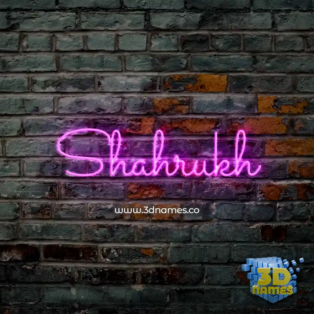 shahrukh in Pink Neon style - 3D name wallpaper