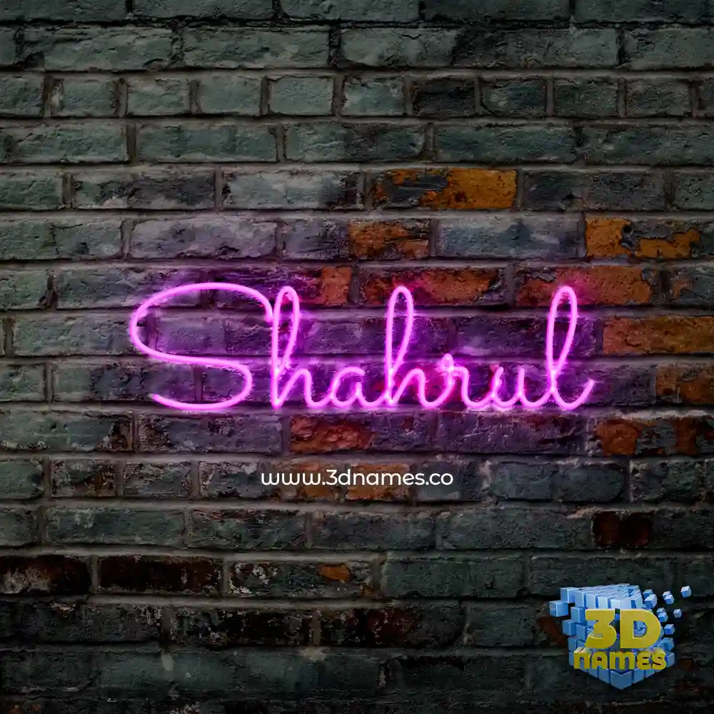 shahrul in Pink Neon style - 3D name wallpaper