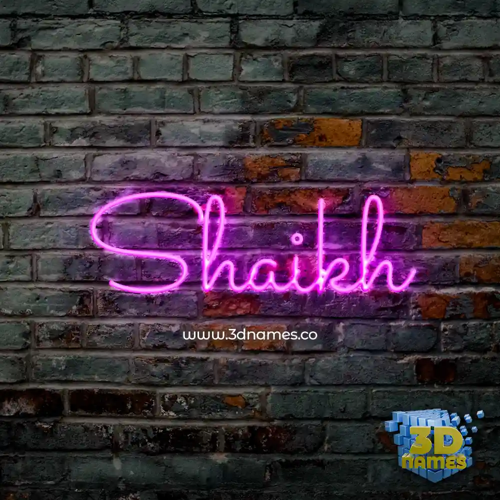 shaikh in Pink Neon style - 3D name wallpaper