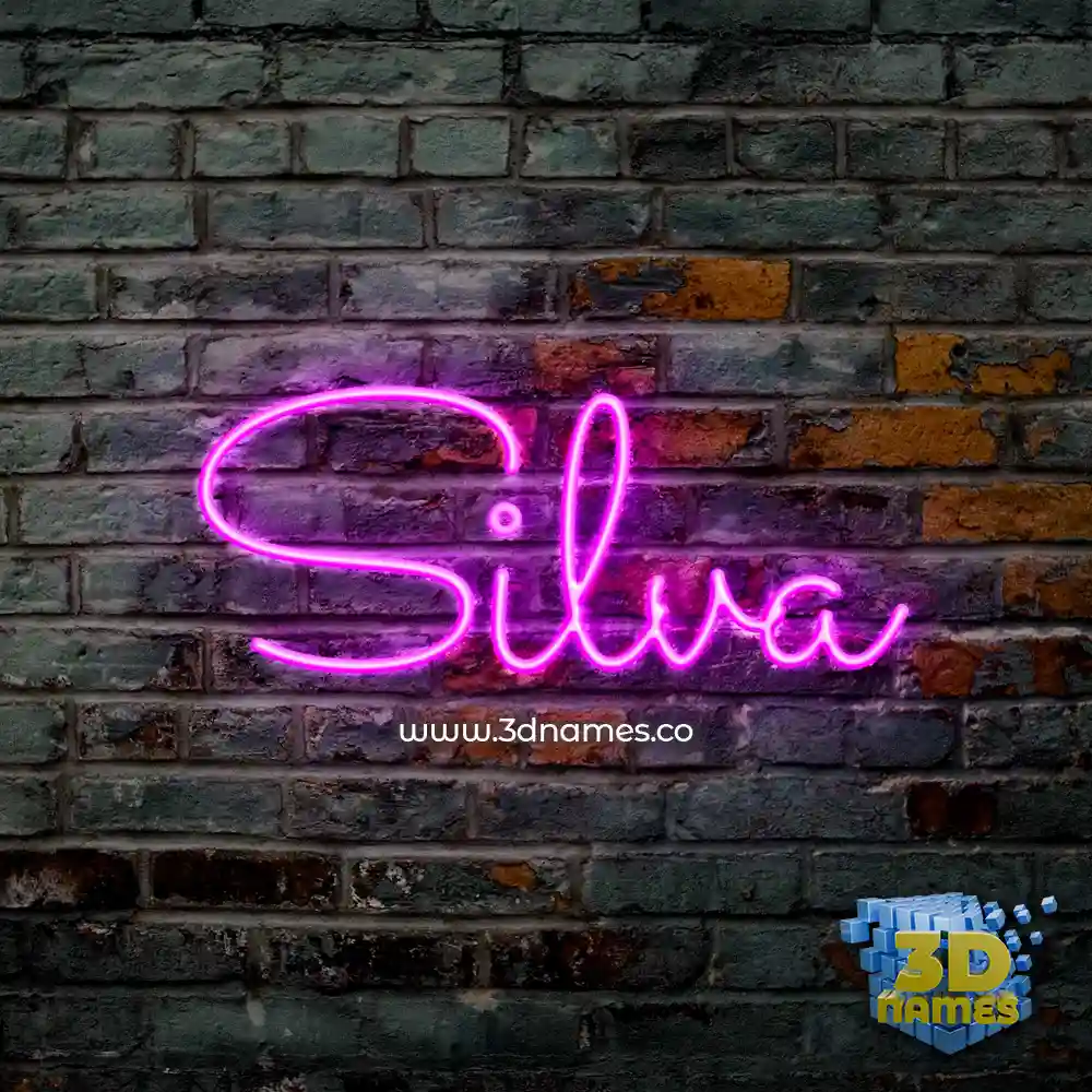silva in Pink Neon style - 3D name wallpaper
