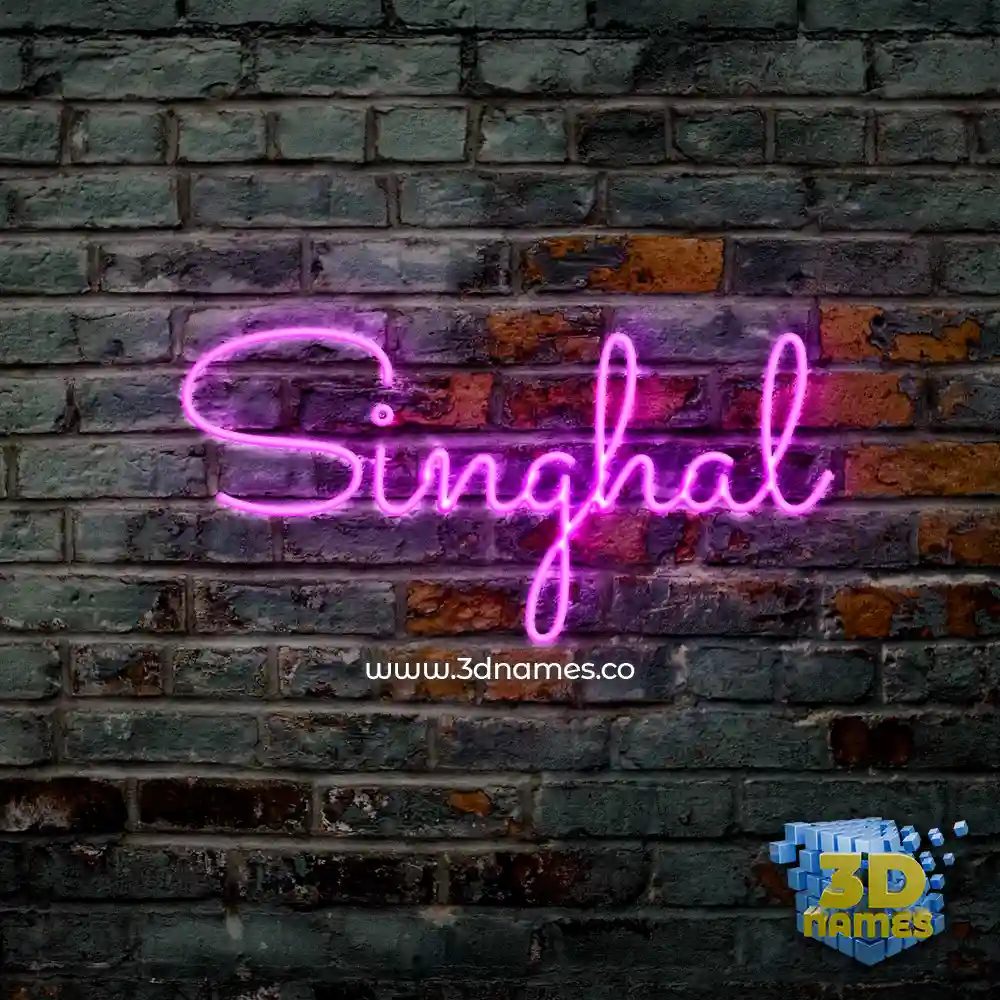 singhal in Pink Neon style - 3D name wallpaper