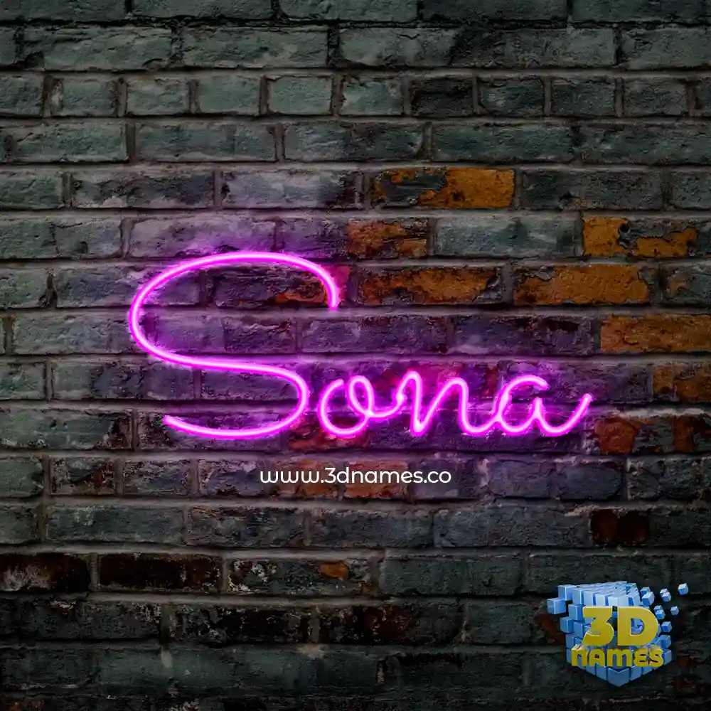 sona in Pink Neon style - 3D name wallpaper