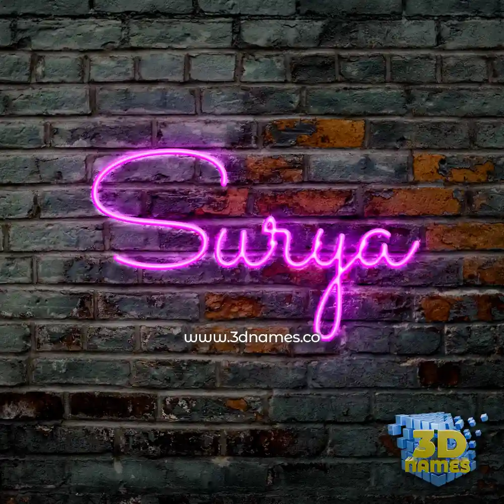 surya in Pink Neon style - 3D name wallpaper