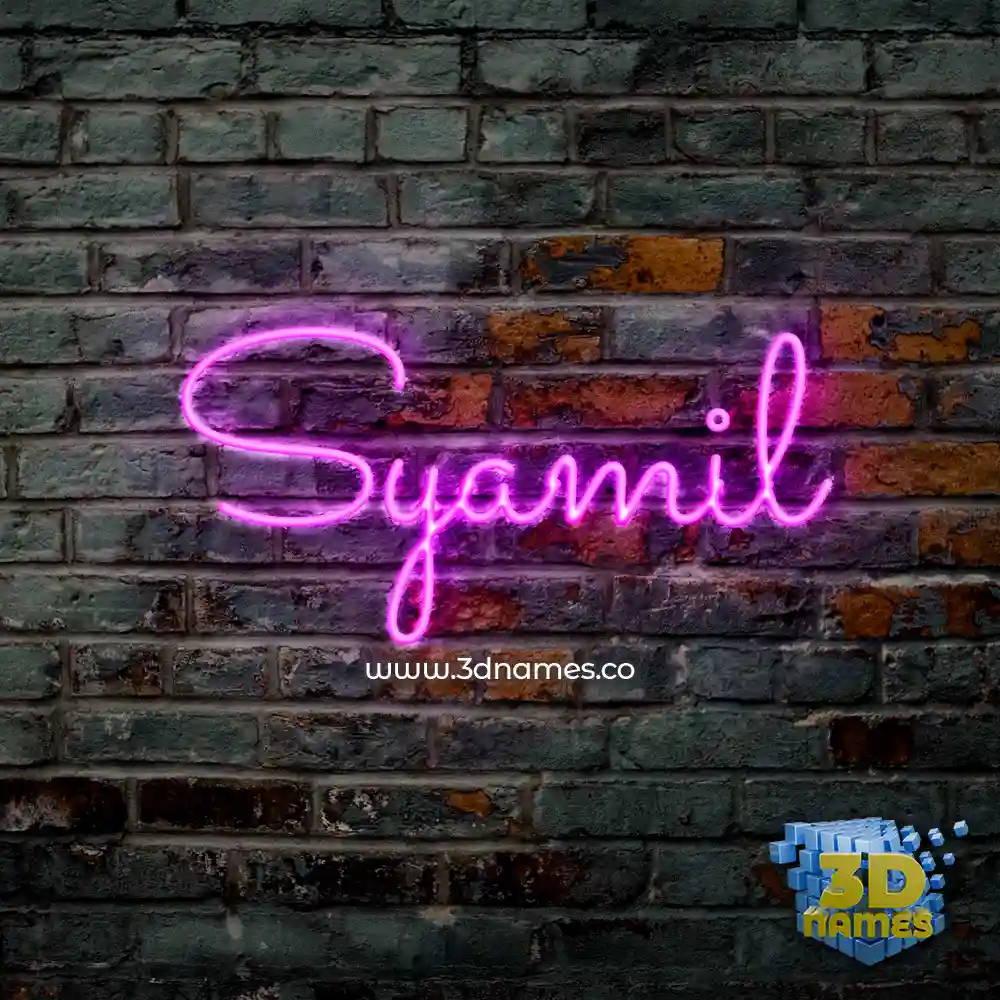 syamil in Pink Neon style - 3D name wallpaper