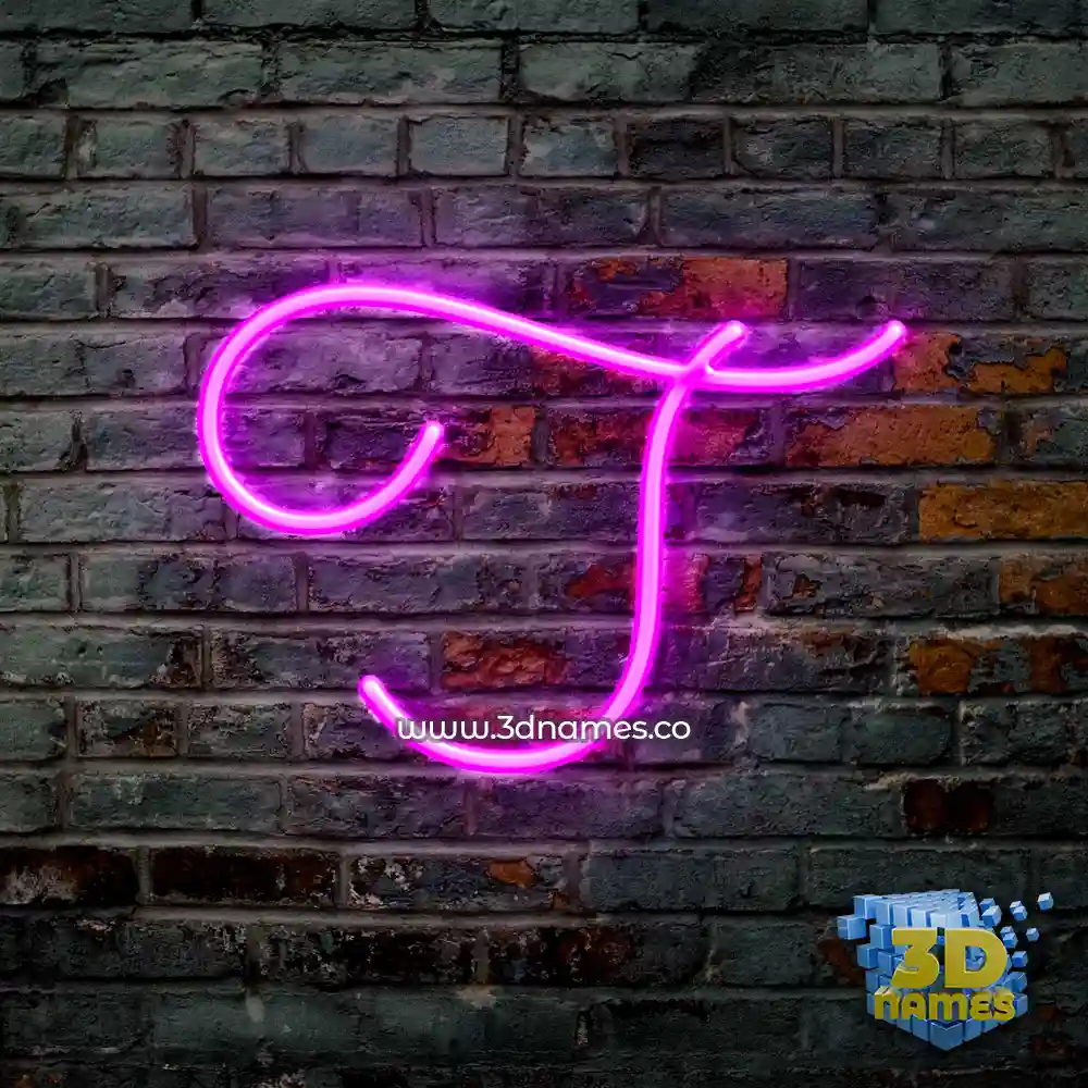 t in Pink Neon style - 3D name wallpaper