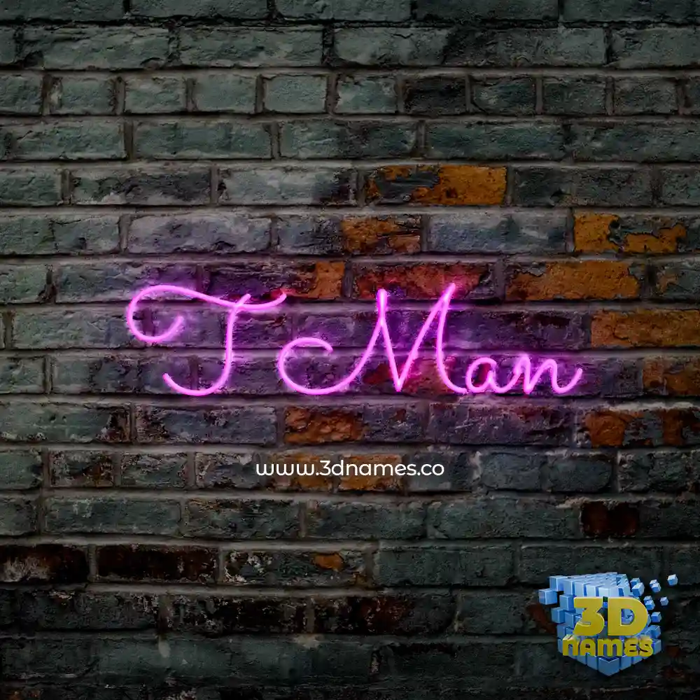 t man in Pink Neon style - 3D name wallpaper